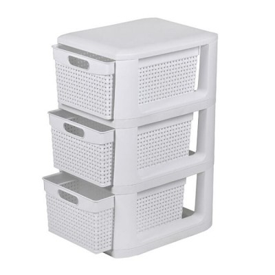 ΣΥΡΤΑΡΙΕΡΑ ΠΛΑΣΤΙΚΗ GABRI  ΣΕ ΛΕΥΚΟ ΧΡΩΜΑ 3 ΘΕΣΕΩΝ 33x26x51cm