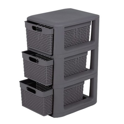 ΣΥΡΤΑΡΙΕΡΑ ΠΛΑΣΤΙΚΗ GABRI  ΣΕ ΑΝΘΡΑΚΙ ΧΡΩΜΑ 3 ΘΕΣΕΩΝ 33x26x51cm