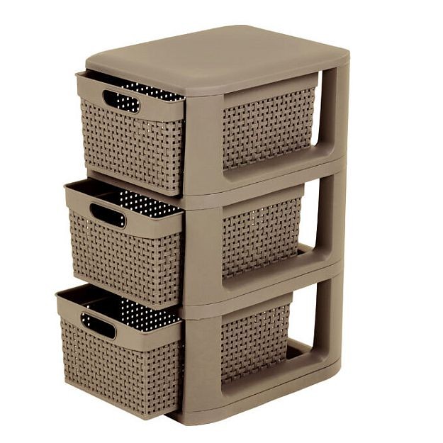 ΣΥΡΤΑΡΙΕΡΑ ΠΛΑΣΤΙΚΗ GABRI  ΣΕ ΜΠΕΖ ΧΡΩΜΑ 3 ΘΕΣΕΩΝ 33x26x51cm