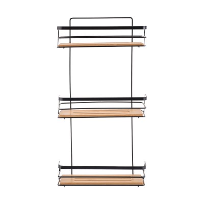 ESTIA ΕΤΑΖΕΡΑ BAMBOO ESSENTIALS ΜΕΤΑΛΛΙΚΗ ΙΣΙΑ 3 ΘΕΣΕΩΝ 25.5x10.5x49cm ΜΑΥΡΗ