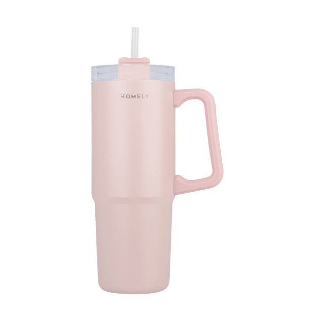 HOMELY ΘΕΡΜΟΣ STRAW TUMBLER 900ml ROSE QUARTZ