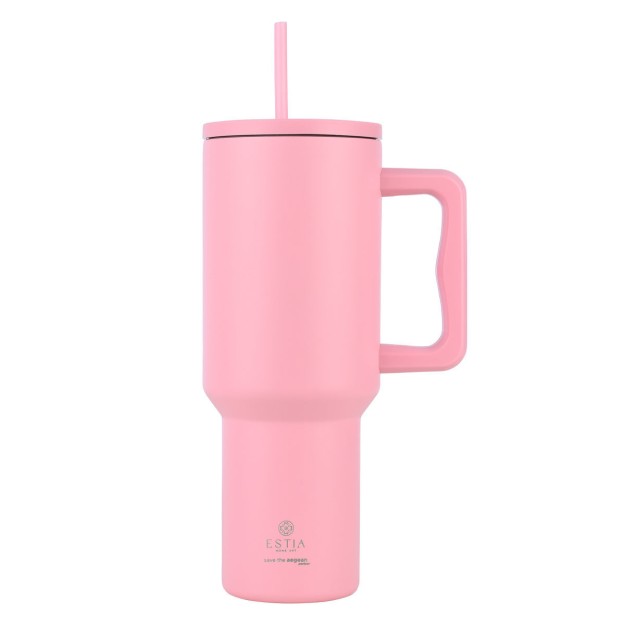 ESTIA ΘΕΡΜΟΣ STRAW TUMBLER XL SAVE THE AEGEAN 1200ml BLOSSOM ROSE