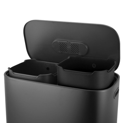 ESTIA ΚΑΔΟΣ ΑΠΟΡΡΙΜΑΤΩΝ DUOPRIME  SOFT CLOSE 60lt ΜΕ ΔΥΟ ΔΟΧΕΙΑ 30&30lt ΜΑΥΡΟΣ