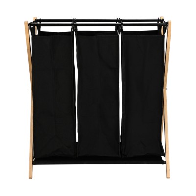 ESTIA ΚΑΛΑΘΙ ΑΠΛΥΤΩΝ BAMBOO ESSENTIALS 102lt 3 ΘΕΣΕΩΝ 68x40x76cm ΜΑΥΡΟ