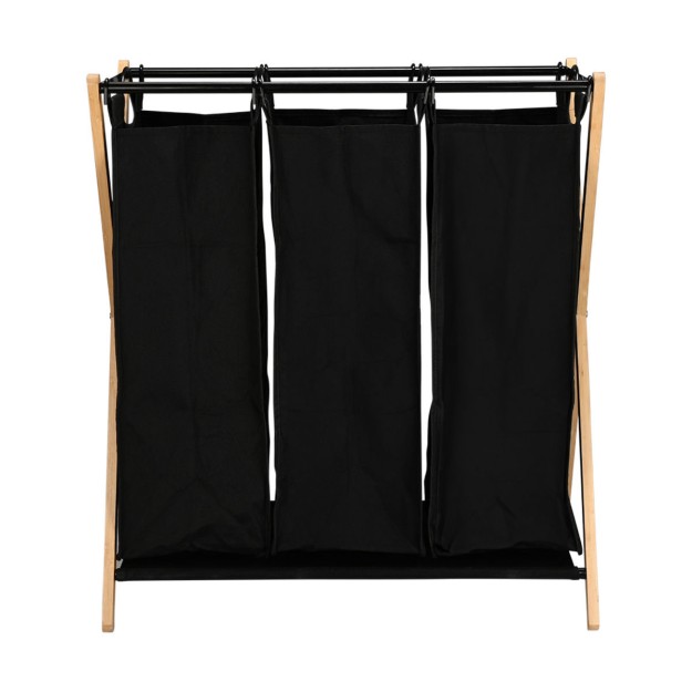 ESTIA ΚΑΛΑΘΙ ΑΠΛΥΤΩΝ BAMBOO ESSENTIALS 102lt 3 ΘΕΣΕΩΝ 68x40x76cm ΜΑΥΡΟ