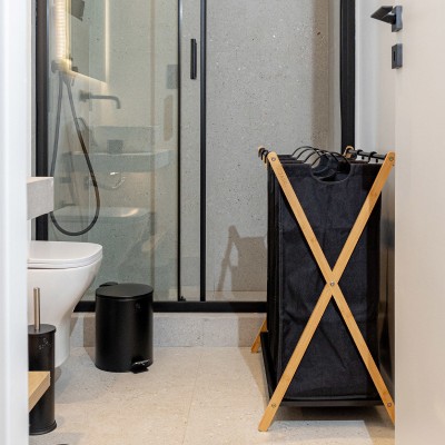 ESTIA ΚΑΛΑΘΙ ΑΠΛΥΤΩΝ BAMBOO ESSENTIALS 102lt 3 ΘΕΣΕΩΝ 68x40x76cm ΜΑΥΡΟ