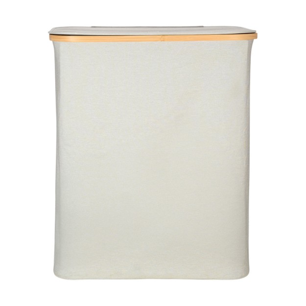 ESTIA ΚΑΛΑΘΙ ΑΠΛΥΤΩΝ BAMBOO ESSENTIALS 144lt ΜΕ ΚΑΠΑΚΙ ΚΑΙ 2 MESH BAGS 56x37x68cm ΓΚΡΙ