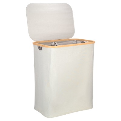 ESTIA ΚΑΛΑΘΙ ΑΠΛΥΤΩΝ BAMBOO ESSENTIALS 144lt ΜΕ ΚΑΠΑΚΙ ΚΑΙ 2 MESH BAGS 56x37x68cm ΓΚΡΙ