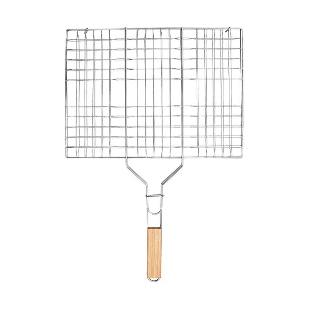 ESTIA ΣΧΑΡΑ ΨΗΣΙΜΑΤΟΣ BARBECUE ΜΕΤΑΛΛΙΚΗ 60x40cm ΜΕ ΞΥΛΙΝΗ ΛΑΒΗ