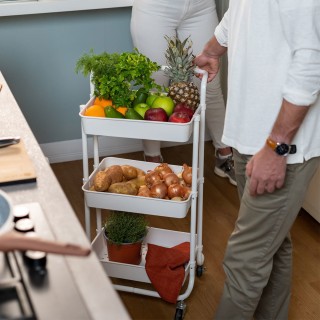 ESTIA ΤΡΟΛΕΪ ΑΠΟΘΗΚΕΥΣΗΣ ΜΕΤΑΛΛΙΚΟ 3 ΕΠΙΠΕΔΩΝ 43x36x86cm ΛΕΥΚΟ