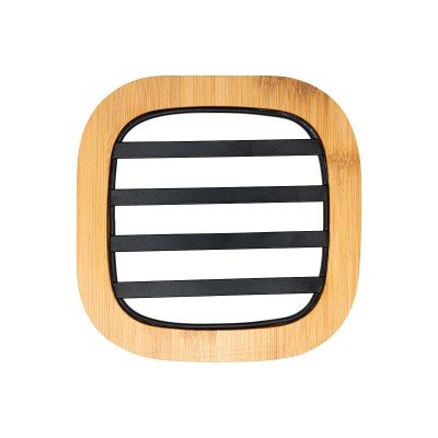 ESTIA ΒΑΣΗ ΜΑΓΕΙΡΙΚΟΥ ΣΚΕΥΟΥΣ BAMBOO ESSENTIALS MEΤΑΛΛΙΚΗ 17x17x1cm ΜΑΥΡΟ