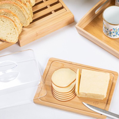 ESTIA ΒΑΣΗ ΤΥΡΙΩΝ BAMBOO ESSENTIALS ΜΕ ΠΛΑΣΤΙΚΌ ΚΑΠΑΚΙ 24x18x7.5cm