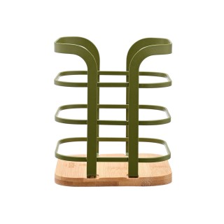 ESTIA ΘΗΚΗ ΓΙΑ ΚΟΥΤΑΛΕΣ BAMBOO ESSENTIALS ΜΕΤΑΛΛΙΚΗ 12x12x14.5cm ΛΑΔΙ