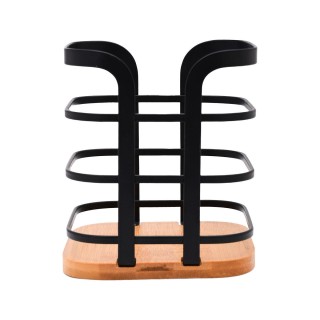 ESTIA ΘΗΚΗ ΓΙΑ ΚΟΥΤΑΛΕΣ BAMBOO ΜΕΤΑΛΛΙΚΗ 12x12x14.5cm ΜΑΥΡΗ