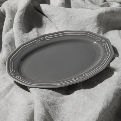 ESTIA ΠΙΑΤΕΛΑ ΟΒΑΛ ATHÉNÉE ΠΟΡΣΕΛΑΝΙΝΗ ΑΝΑΓΛΥΦΗ 25cm  GREY