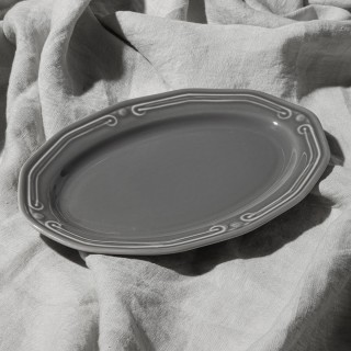 ESTIA ΠΙΑΤΕΛΑ ΟΒΑΛ ATHÉNÉE ΠΟΡΣΕΛΑΝΙΝΗ ΑΝΑΓΛΥΦΗ 25cm  GREY
