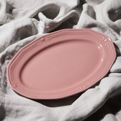 ESTIA ΠΙΑΤΕΛΑ ΟΒΑΛ ATHÉNÉE ΠΟΡΣΕΛΑΝΙΝΗ ΑΝΑΓΛΥΦΗ 36cm ROSE