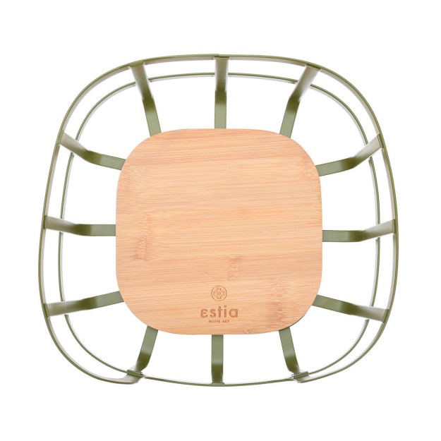 ESTIA ΦΡΟΥΤΙΕΡΑ BAMBOO ESSENTIALS ΜΕΤΑΛΛΙΚΗ 24x24x12.7cm ΛΑΔΙ