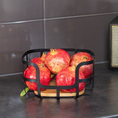 ESTIA ΦΡΟΥΤΙΕΡΑ BAMBOO ESSENTIALS ΜΕΤΑΛΛΙΚΗ 24x24x12.7cm ΜΑΥΡΗ
