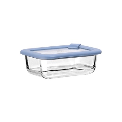 Estia ESTIA ΦΑΓΗΤΟΔΟΧΕΙΟ COLORSEAL ΓΥΑΛΙΝΟ 370ml 16.3x12.3x6.2cm ΜΕ ΚΑΠΑΚΙ ΣΙΛΙΚΟΝΗΣ ΜΠΛΕ