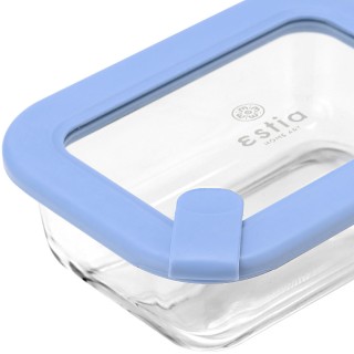 Estia ESTIA ΦΑΓΗΤΟΔΟΧΕΙΟ COLORSEAL ΓΥΑΛΙΝΟ 370ml 16.3x12.3x6.2cm ΜΕ ΚΑΠΑΚΙ ΣΙΛΙΚΟΝΗΣ ΜΠΛΕ