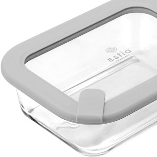Estia ESTIA ΦΑΓΗΤΟΔΟΧΕΙΟ COLORSEAL ΓΥΑΛΙΝΟ 640ml 18.9x14.5x6.7 ΜΕ ΚΑΠΑΚΙ ΣΙΛΙΚΟΝΗΣ ΓΚΡΙ