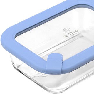 Estia ESTIA ΦΑΓΗΤΟΔΟΧΕΙΟ COLORSEAL ΓΥΑΛΙΝΟ 640ml 18.9x14.5x6.7 ΜΕ ΚΑΠΑΚΙ ΣΙΛΙΚΟΝΗΣ ΜΠΛΕ
