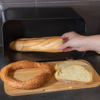 Estia ESTIA ΨΩΜΙΕΡΑ BAMBOO ESSENTIALS ΜΕΤΑΛΛΙΚΗ ΜΕ ΚΑΠΑΚΙ 34.5x19x17cm ΜΑΥΡΗ