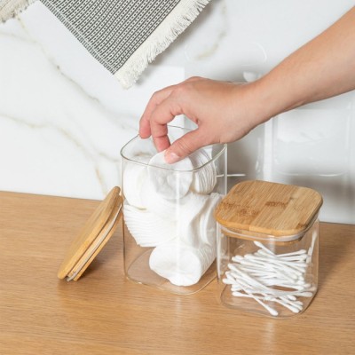 Estia ESTIA ΔΟΧΕΙΟ ΑΠΟΘΗΚΕΥΣΗΣ BAMBOO ESSENTIALS 550ml ΓΥΑΛΙΝΟ ΜΕ ΚΑΠΆΚΙ