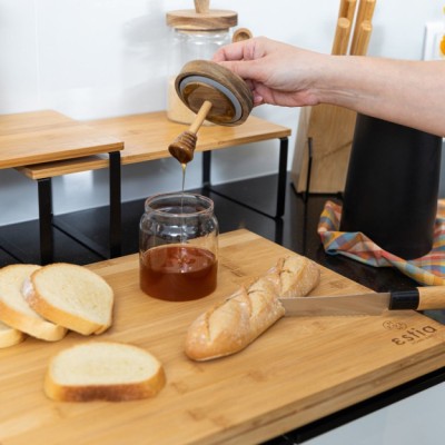 Estia ESTIA ΔΟΧΕΙΟ ΜΕΛΙΟΥ ALLURE ΓΥΑΛΙΝΟ 450ml 9x9x13.5cm ΜΕ ΚΟΥΤΑΛΙ ΜΕΛΙΟΥ