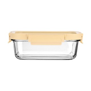 Estia ESTIA ΦΑΓΗΤΟΔΟΧΕΙΟ CLICK&SEAL ΓΥΑΛΙΝΟ 1050ml 21.6x16.5x7.4cm ΜΕ ΚΑΠΑΚΙ ΠΛΑΣΤΙΚΟ IVORY
