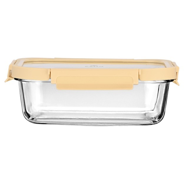 Estia ESTIA ΦΑΓΗΤΟΔΟΧΕΙΟ CLICK&SEAL ΓΥΑΛΙΝΟ 1520ml 23.5x17.8x7.6cm ΜΕ ΚΑΠΑΚΙ ΠΛΑΣΤΙΚΟ IVORY