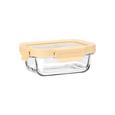 Estia ESTIA ΦΑΓΗΤΟΔΟΧΕΙΟ CLICK&SEAL ΓΥΑΛΙΝΟ 370ml 16.3x12.3x6.2cm ΜΕ ΚΑΠΑΚΙ ΠΛΑΣΤΙΚΟ IVORY