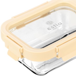 Estia ESTIA ΦΑΓΗΤΟΔΟΧΕΙΟ CLICK&SEAL ΓΥΑΛΙΝΟ 370ml 16.3x12.3x6.2cm ΜΕ ΚΑΠΑΚΙ ΠΛΑΣΤΙΚΟ IVORY