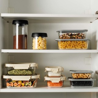 Estia ESTIA ΦΑΓΗΤΟΔΟΧΕΙΟ CLICK&SEAL ΓΥΑΛΙΝΟ 640ml 18.9x14.5x6.7 ΜΕ ΚΑΠΑΚΙ ΠΛΑΣΤΙΚΟ IVORY