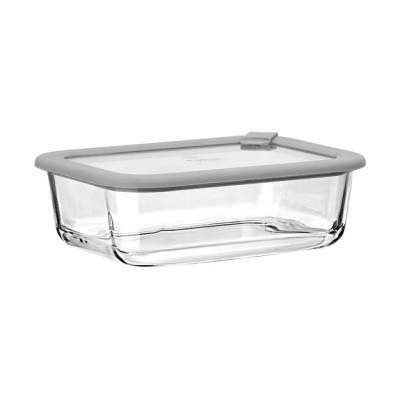 Estia ESTIA ΦΑΓΗΤΟΔΟΧΕΙΟ COLORSEAL ΓΥΑΛΙΝΟ 1050ml 21.6x16.5x7.4cm ΜΕ ΚΑΠΑΚΙ ΣΙΛΙΚΟΝΗΣ ΓΚΡΙ