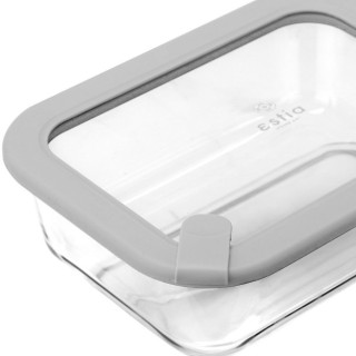 Estia ESTIA ΦΑΓΗΤΟΔΟΧΕΙΟ COLORSEAL ΓΥΑΛΙΝΟ 1050ml 21.6x16.5x7.4cm ΜΕ ΚΑΠΑΚΙ ΣΙΛΙΚΟΝΗΣ ΓΚΡΙ