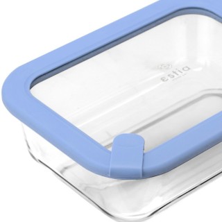 Estia ESTIA ΦΑΓΗΤΟΔΟΧΕΙΟ COLORSEAL ΓΥΑΛΙΝΟ 1050ml 21.6x16.5x7.4cm ΜΕ ΚΑΠΑΚΙ ΣΙΛΙΚΟΝΗΣ ΜΠΛΕ