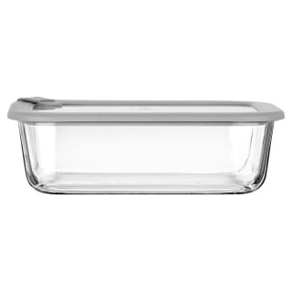 Estia ESTIA ΦΑΓΗΤΟΔΟΧΕΙΟ COLORSEAL ΓΥΑΛΙΝΟ 1520ml 23.5x17.8x7.6cm ΜΕ ΚΑΠΑΚΙ ΣΙΛΙΚΟΝΗΣ ΓΚΡΙ