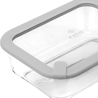 Estia ESTIA ΦΑΓΗΤΟΔΟΧΕΙΟ COLORSEAL ΓΥΑΛΙΝΟ 1520ml 23.5x17.8x7.6cm ΜΕ ΚΑΠΑΚΙ ΣΙΛΙΚΟΝΗΣ ΓΚΡΙ