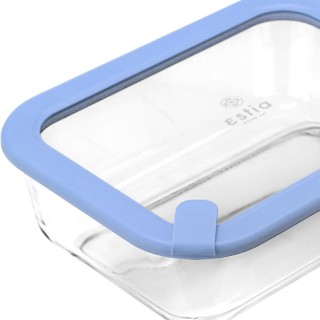 Estia ESTIA ΦΑΓΗΤΟΔΟΧΕΙΟ COLORSEAL ΓΥΑΛΙΝΟ 1520ml 23.5x17.8x7.6cm ΜΕ ΚΑΠΑΚΙ ΣΙΛΙΚΟΝΗΣ ΜΠΛΕ