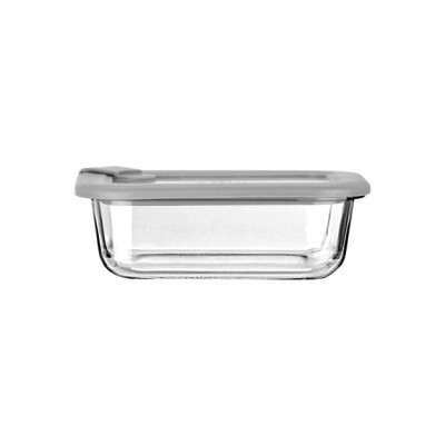 Estia ESTIA ΦΑΓΗΤΟΔΟΧΕΙΟ COLORSEAL ΓΥΑΛΙΝΟ 370ml 16.3x12.3x6.2cm ΜΕ ΚΑΠΑΚΙ ΣΙΛΙΚΟΝΗΣ ΓΚΡΙ