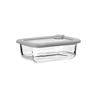 Estia ESTIA ΦΑΓΗΤΟΔΟΧΕΙΟ COLORSEAL ΓΥΑΛΙΝΟ 370ml 16.3x12.3x6.2cm ΜΕ ΚΑΠΑΚΙ ΣΙΛΙΚΟΝΗΣ ΓΚΡΙ