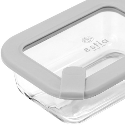 Estia ESTIA ΦΑΓΗΤΟΔΟΧΕΙΟ COLORSEAL ΓΥΑΛΙΝΟ 370ml 16.3x12.3x6.2cm ΜΕ ΚΑΠΑΚΙ ΣΙΛΙΚΟΝΗΣ ΓΚΡΙ