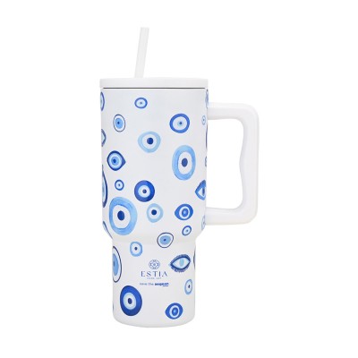 Estia ESTIA ΘΕΡΜΟΣ STRAW TUMBLER XL SAVE THE AEGEAN 900ml SPIRIT OF LUCK