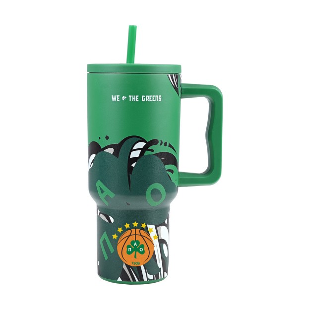 Estia ESTIA ΘΕΡΜΟΣ STRAW TUMBLER XL PANATHINAIKOS BC EDITION WE THE GREENS 900ml