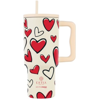 Estia ESTIA ΘΕΡΜΟΣ STRAW TUMBLER XL SAVE THE AEGEAN 900ml RED VALENTINE