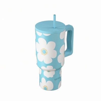 Estia ESTIA ΘΕΡΜΟΣ STRAW TUMBLER XL SAVE THE AEGEAN 900ml BLUE DAISY