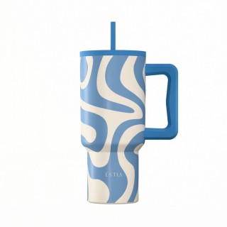 Estia ESTIA ΘΕΡΜΟΣ STRAW TUMBLER XL SAVE THE AEGEAN 900ml OCEAN WAVES