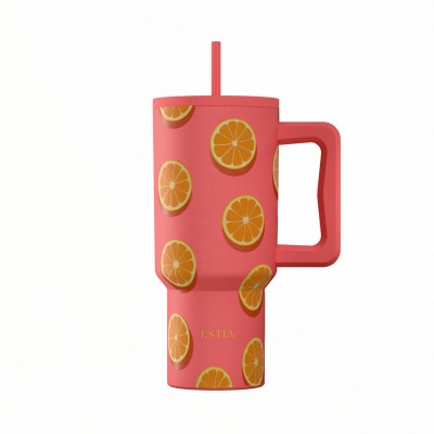Estia ESTIA ΘΕΡΜΟΣ STRAW TUMBLER XL SAVE THE AEGEAN 900ml ORANGE POP